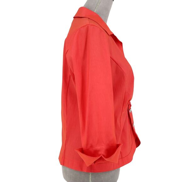 Jackie Jon Top Womens 10 Orange Ruched Front Rhinestone Buttons Back Zip Formal - Picture 5 of 13